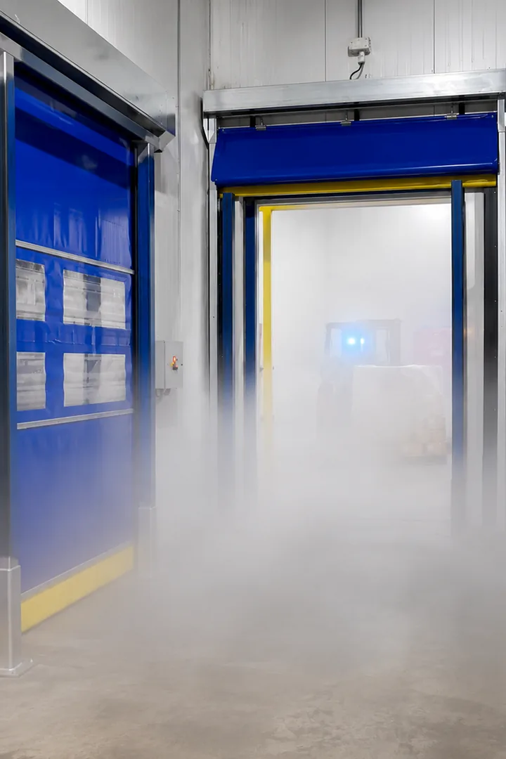 Freezer door Blue curtain