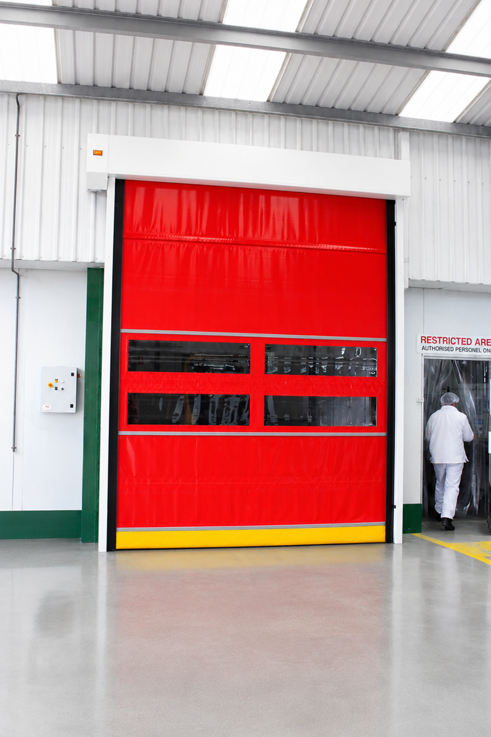 Food processing facility door Red Curtain
