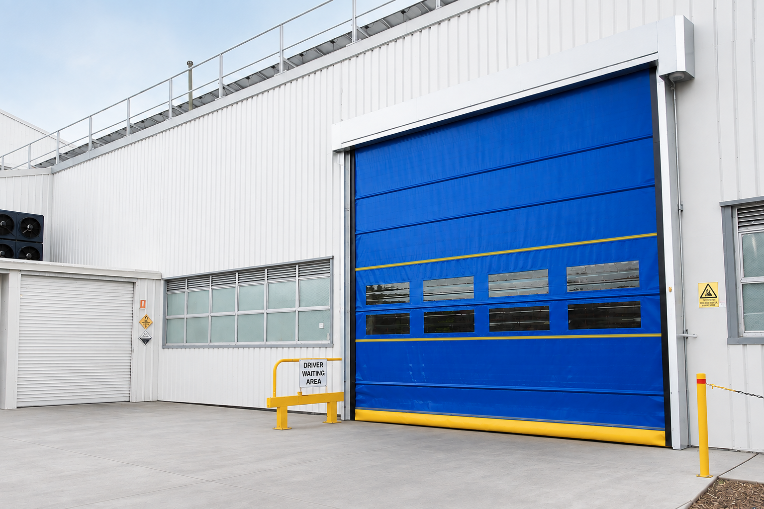 Industrial doorway with rapid door