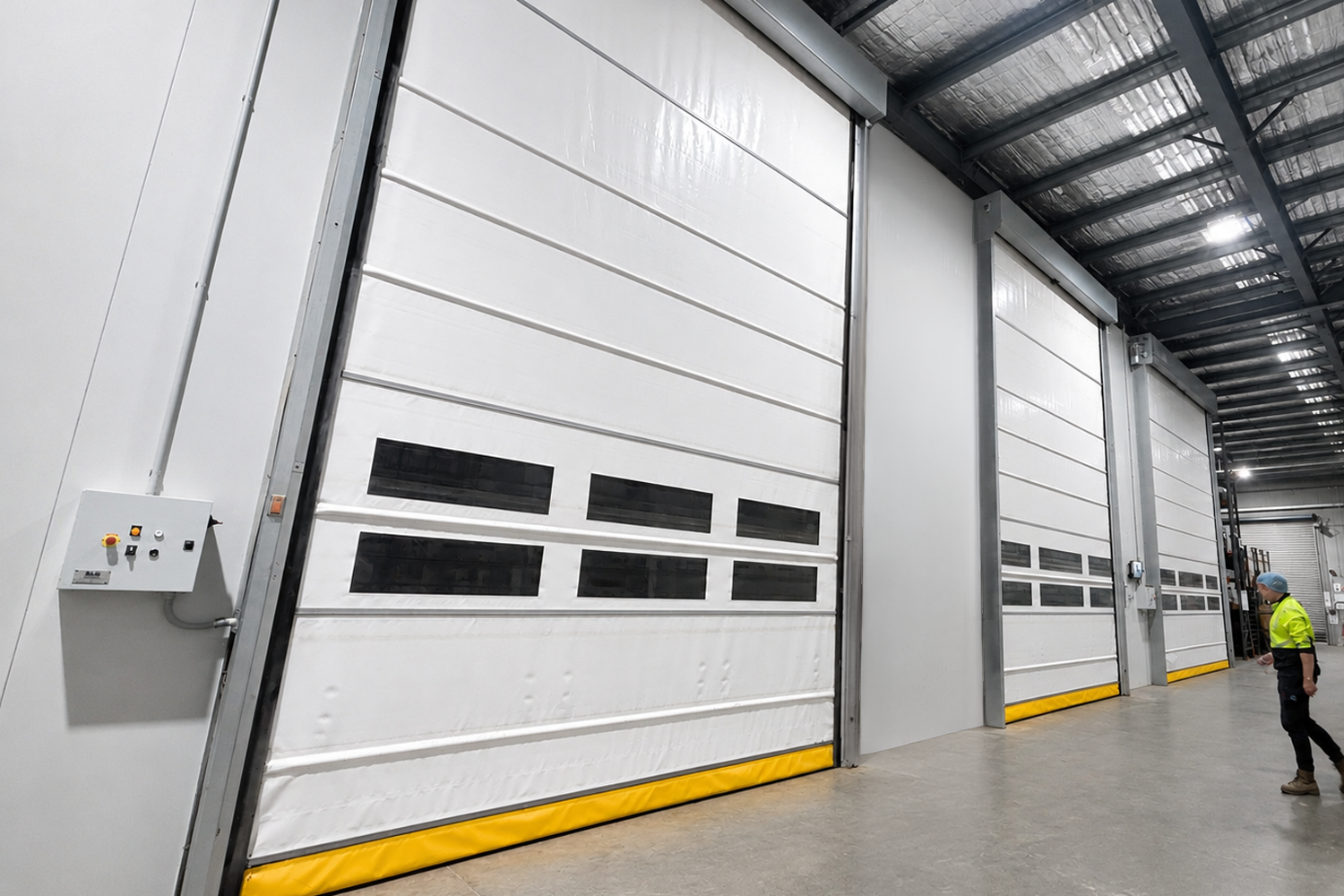 Warehouse rapid door application Blue Curtain